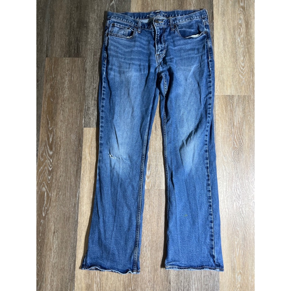 Old Navy Boot-Cut Jeans Mens 34x32 Blue Good Distressed Built-In Flex 1166